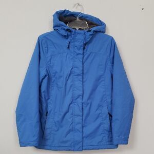 L.L.Bean Hooded Coat Womens S Winter Warmer Jacket Fleece Lined Blue Gray Sporty